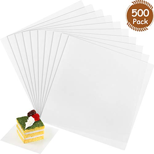 500 Hojas 4 x 4 Pulgadas Papel Pergamino Papel de Hornear Recubierto de Silicona Precortado Revestimientos de Hornear para Hornear Cocer Al Vapor(Blanco)