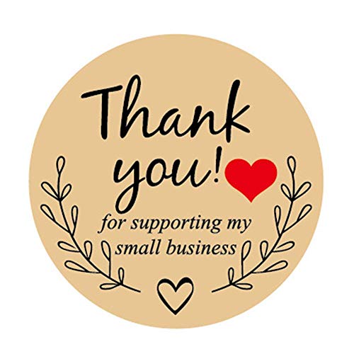500 pegatinas de 3,8 cm gracias por apoyar a mi pequeña empresa, papel Kraft Thank You Stickers, elegante etiqueta retro para bolsas, cajas, pañuelos etc. (gracias)