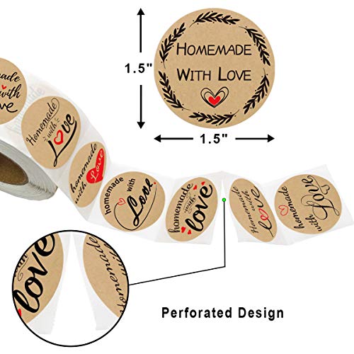 500pcs casero con amor pegatinas perforadas rollo etiqueta engomada etiquetas hogar cocina pegatinas 1.5 pulgadas 9 diseños
