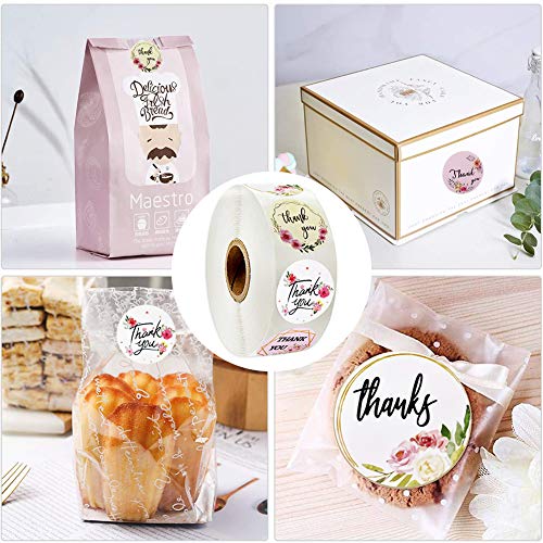 500PCS Pegatinas de Thank You Redondo Adhesivo Galletas Bolsa Cumpleaños Boda Día de Acción de Gracias Bolsa Regalos Artesanía rollo para regalos hechos en casa 1 pulgada