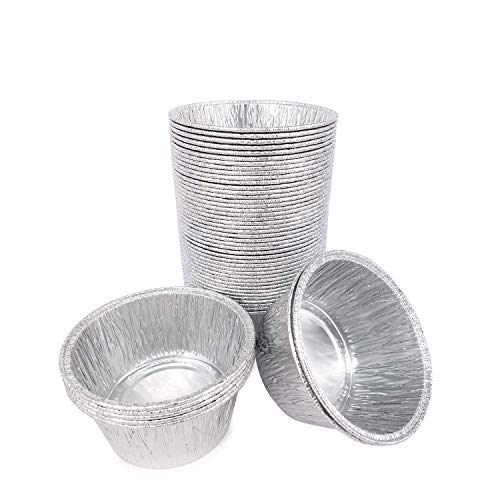 50pcs desechables bandejas de aluminio recipientes de aluminio redondo Pastel taza 80x80x35mm para cocina hornear barbacoa (barbacoas) hacer tartas postres hacer alimentos para niños Heat familia