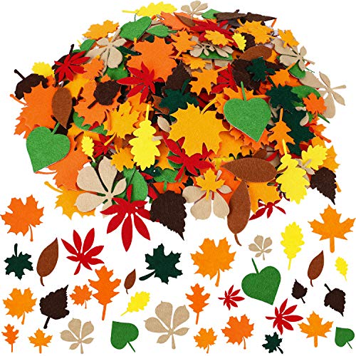 528 Piezas Hoja de Pegatinas Pegatinas de Hoja de Otoño de Fieltro Hoja de Arce Calcomanías Surtido Hoja de Otoño Decoración de Hojas de Otoño para Fiesta de Acción de Gracias Adornos Artesanales
