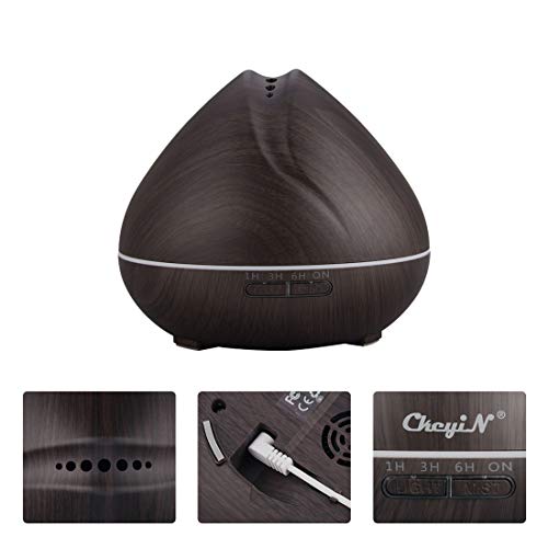 550ml Difusor de Aromaterapia,7 Agujeros Difusor de Aceite Esencial/Humidificador Ultrasónico-7 Colores+3 Temporizador-Para la Habitación del Bebé/SPA/Yoga/Masaje/Oficina,Etc (B)