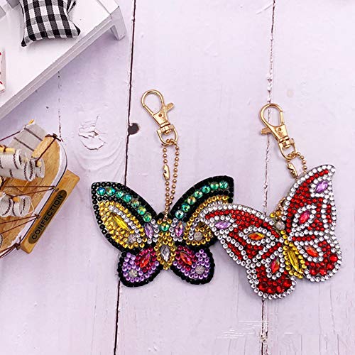 5D DIY Llaveros Diamante Pintura Kits para Adultos Paquete de 5 mariposas.