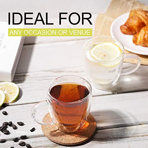 [6-pack, 160ml/5.4 oz] DESIGN•MASTER- Tazas de vidrio espresso de primera calidad, vidrio aislante de doble pared con asa, vidrio termoaislante, perfecto para máquina de café exprés y cafetera.