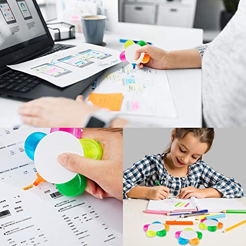6 Piezas Subrayadores de Pétalo, Plumas de Resaltador de Acuarela en Forma de Flor, Rotuladores Fluorescentes 5-en-1 para Escuela Oficina Papelería, 5 Colores Variados