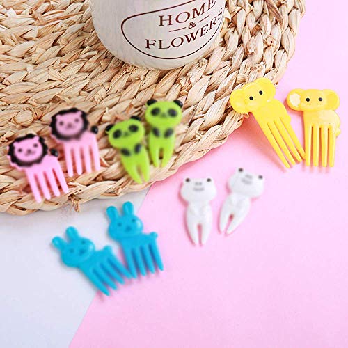 60 Pc Tenedor de Fruta de los Niños de Historieta Linda, Jirafa y Elefante de Historieta Linda; Utilizado para Adornar la Fruta o el Almuerzo Inspira el Interés de los Niños (Color al Azar)