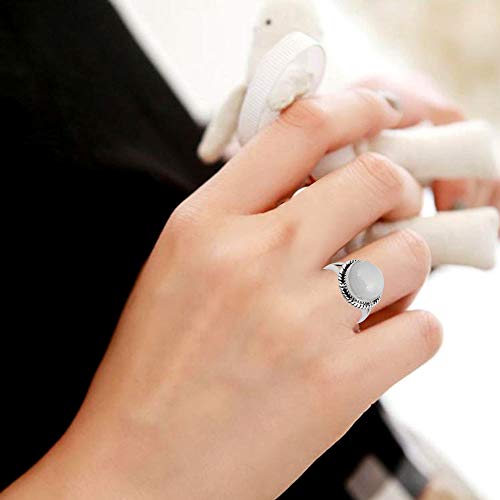 6,55 Ctw Joyería Blanca Anillo Del Moonstone Por Orquídea | Blanca Anillo De Piedra Lunar Para Las Mujeres | Aniversario Anillo Para Ella | Junio Birthstone Regalos | Talla del anillo 16,5