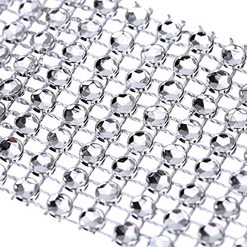 8 Filas 5 Yardas Cinta Acrílica de Diamantes de Imitación para Pasteles de Boda, Decoraciones de Cumpleaños, Eventos de Fiesta de Bienvenida al Bebé y Artes y Proyectos de Manualidades (Plateado)