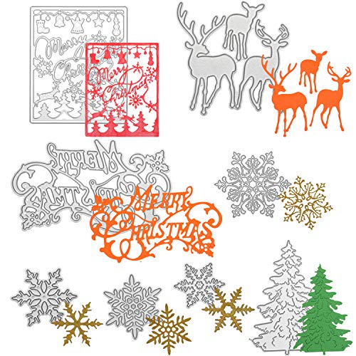 8 troqueles de corte de copo de nieve para árbol de Navidad, plantillas de metal para manualidades, álbumes de recortes, tarjetas