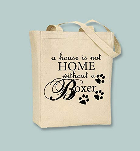 A Home is Not a Home Without a Boxer Typography Bolsa de lona lavable reutilizable, gran elección para regalo para madre, abuela, abuela y abuela