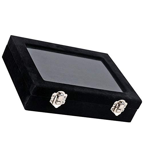AAGOOD 24 Caja de la joyería Ranuras del Anillo Pendientes Caja del Organizador del escaparate de la joyería portátil para Mujeres Niñas Negro 1PC