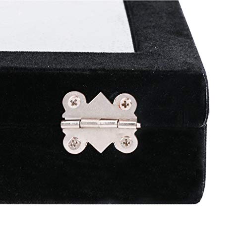 AAGOOD 24 Caja de la joyería Ranuras del Anillo Pendientes Caja del Organizador del escaparate de la joyería portátil para Mujeres Niñas Negro 1PC