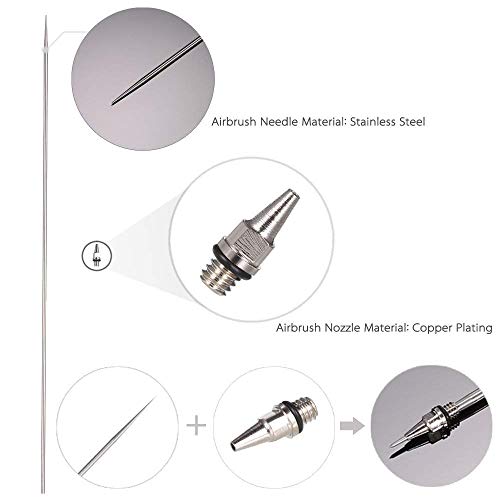 ABEST 0,2 mm, 0,3 mm, 0,5 mm, boquilla para aerógrafo, boquilla de aguja para aerógrafo, piezas de repuesto para pistola de aerógrafo, accesorios de pulverización