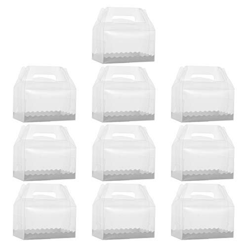 ABOOFAN 10 Piezas Cajas de Pastel de Plástico Transparente con Asa Panadería Postre Cupcake Muffin Pie Caja de Embalaje Caja de Pastel de Rollo Suizo