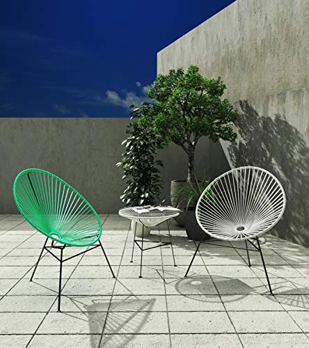 Acapulco mecedora negra Sillón balancín metálico cuerdas negras para jardín, terraza, balcón, terrado, exterior, hostelería. 1 unidad