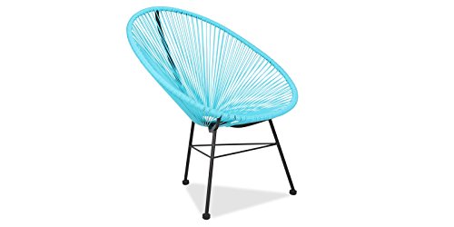 Acapulco silla azul Sillón metálico cuerdas azules para jardín, terraza, balcón, terrado, exterior, hostelería. 1 unidad