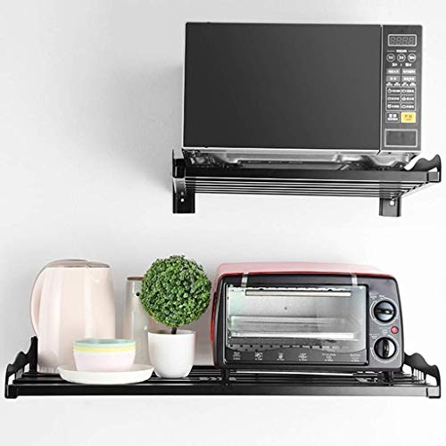 Accesorios para el hogar Estante Acero inoxidable Cocina negra Horno microondas Estante / Estante Soporte Horno eléctrico Estante Soporte Soporte Estante de montaje en pared (Color: Negro Tamaño: 5