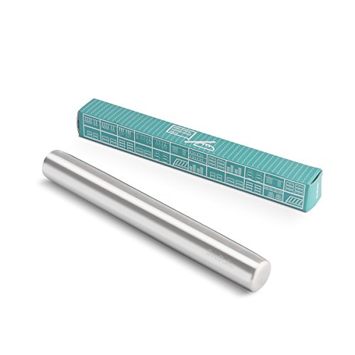 Acero inoxidable de masa Roller - Rodillo de Acero Inoxidable Rolling Pin rodillo perfecto para Panadero 30 cm teigschaber