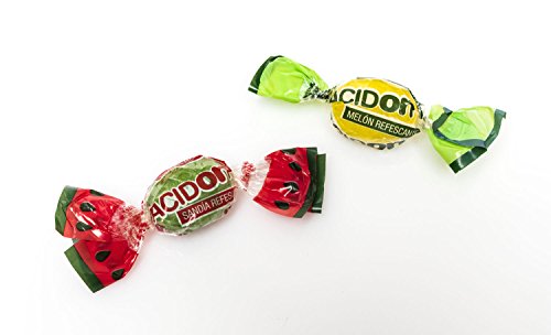 Acidón Melón y Sandía La Asturiana - Refrescantes Caramelos Duros Sabor Sandía y Melón Relleno de Pica Pica - 1000 gr