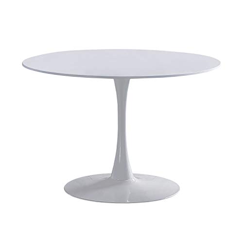 Adec - Gina, Mesa Redonda de Comedor, Salon, Cocina o Auxiliar, Acabado en Lacado Blanco, Medidas: 75 cm (Alto) x 110 cm (diámetro)