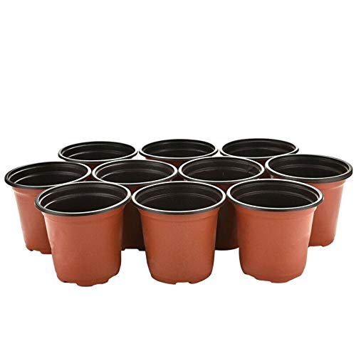 Adoture 25/50/100 piezas de 10 cm de plástico para plantas de guardería/macetas, plantas de semillero para plantas, macetas de semillas, plástico, 4"- 25pcs