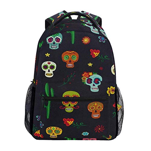 Adult Backpack,Mexican Sugar Skul Cactus College School Book Bag Unisex School Bags 40cm(H) x29cm(W)