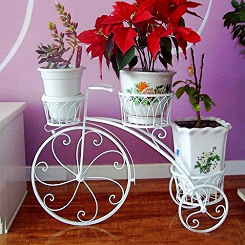 AF ES Marco de Flores, Hierro Forjado, con Forma de Bicicleta, balcón Interior y Exterior, Maceta, Estante, Soporte para Plantas (2 de Venta) (Color : White)