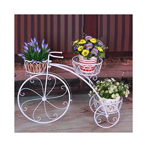 AF ES Marco de Flores, Hierro Forjado, con Forma de Bicicleta, balcón Interior y Exterior, Maceta, Estante, Soporte para Plantas (2 de Venta) (Color : White)