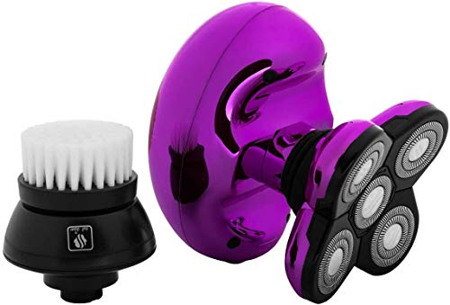 Afeitadora femenina eléctrica Butterfly Kiss para un afeitado en húmedo y seco del cuerpo – Máquina de afeitar de mujer para brazos, piernas y línea de bikini (cable de carga USB) (Morado)