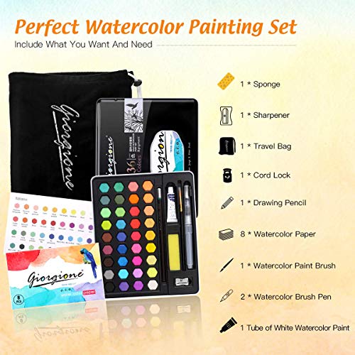 AGPTEK 36 Colores Kit de Pintura de Acuarela, Set de Acuarelas Profesional para Artistas Principiantes, Aficionados, Estudiantes y Niños