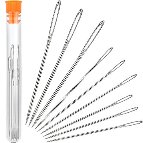 Agujas de Acero de Ojo Grande Agujas de Tejer de Hilo Agujas de Coser Agujas de Zurcidura, 9 Piezas (Aguja Puntiaguda)