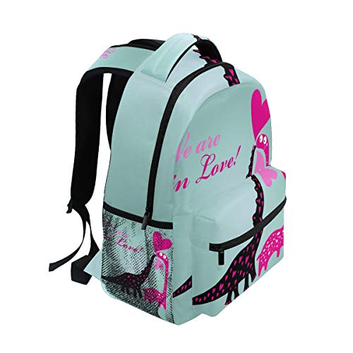 Ahomy - Mochila para el día de San Valentín con Dos Dinosaurios, Amor y Corazones, Mochila Escolar para niñas y niños