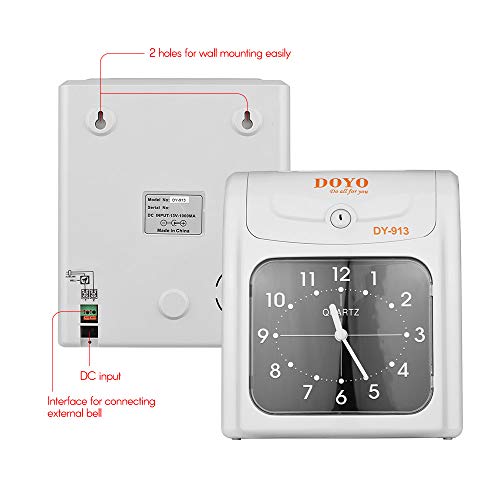 Aibecy DOYO Reloj de Tiempo electrónico Pantalla LED Doble Color Impresión con batería de Almacenamiento incorporada 50 Tarjetas de Tiempo 2 Teclas