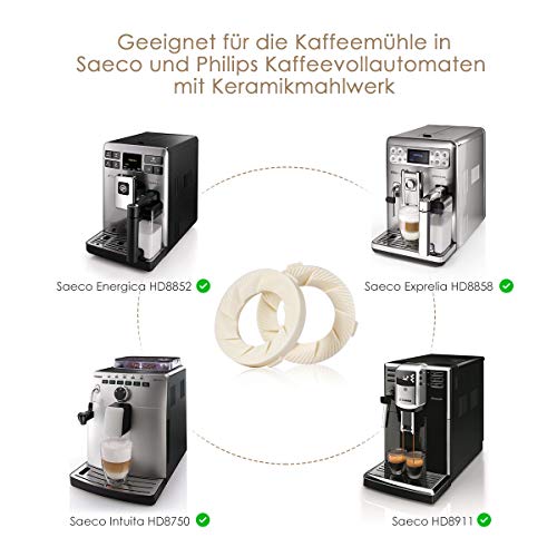 AIEVE 2 piezas Anillo de molienda de disco de molienda Piezas de repuesto para el molinillo de café compatible con máquinas de café totalmente automáticas Saeco / Philips con molinillos de cerámica