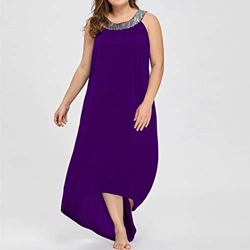 Aini Vestido De Las Señoras De Gran TamañO Vestido De Color Liso Camiseta Sin Mangas De Madre Falda Casual De Verano Vestido Suelto De Moda Vestido Largo De Fiesta CóCtel Boda para Mujer Dama
