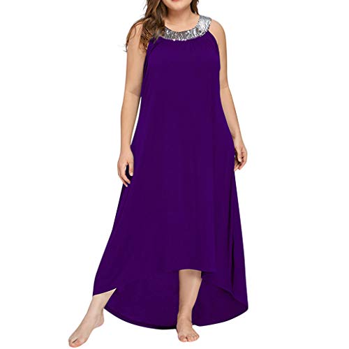 Aini Vestido De Las Señoras De Gran TamañO Vestido De Color Liso Camiseta Sin Mangas De Madre Falda Casual De Verano Vestido Suelto De Moda Vestido Largo De Fiesta CóCtel Boda para Mujer Dama