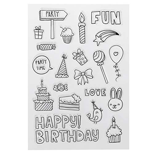 AIUI Clear Stamp PVC Transparente Geburtstagsstempel sello pastel vela regalo bonito patrón DIY álbum de fotos tarjeta decoración inglés letras