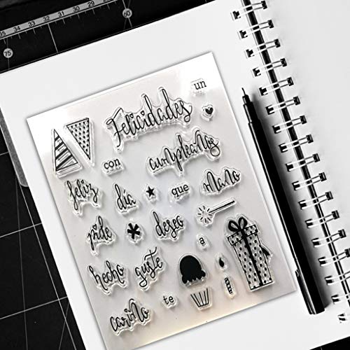 AIUI - Sello de silicona en español, sello de silicona transparente, para scrapbooking, grabado, álbum de fotos, decoración