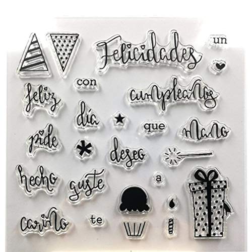 AIUI - Sello de silicona en español, sello de silicona transparente, para scrapbooking, grabado, álbum de fotos, decoración
