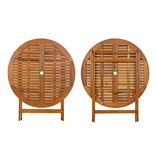 Aktive 61029 - Mesa redonda plegable madera de acacia Garden 100 x 74 cm