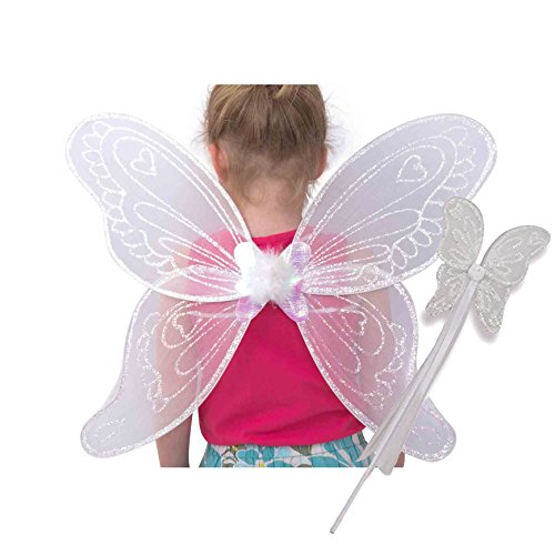 Alas de ángel y varita mágica blancas de Lucy Locket para disfraz infantil (3-10 años)