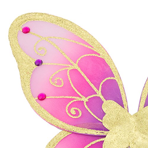 Alas de mariposa y varita mágica doradas, moradas y rosa de Lucy Locket para disfraz infantil de hada (3-10 años)