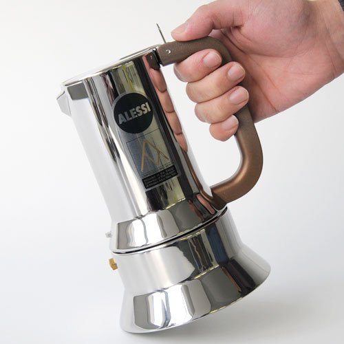 Alessi 9090/6 - Cafetera italiana de acero inoxidable brillo 18/10 con base magnética