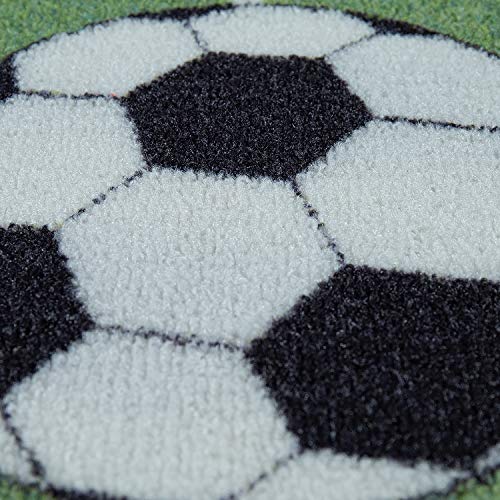 Alfombra Infantil Juego para Dormitorio Niños Diseño Campo De Fútbol En Verde, tamaño:120x160 cm