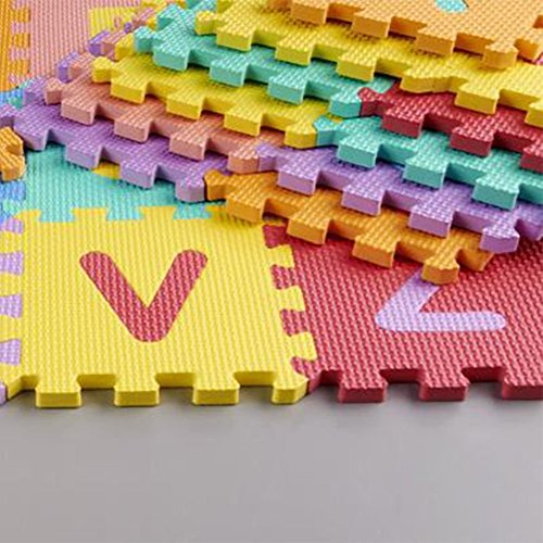 Alfombra rompecabezas de Goma Eva con de 26 letras del alfabeto de KRAFTZ®; multicolor