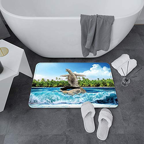 Alfombrillas de baño de Microfibra Alfombrillas de baño absorbentes,Animal, tortuga desnuda dejó su caparazón grande ,Alfombrillas de baño Lavables Alfombrilla de baño de Goma Antideslizante 60x100 cm