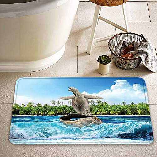 Alfombrillas de baño de Microfibra Alfombrillas de baño absorbentes,Animal, tortuga desnuda dejó su caparazón grande ,Alfombrillas de baño Lavables Alfombrilla de baño de Goma Antideslizante 60x100 cm