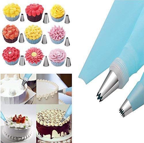 Alliebe Cake Decorating Kits Suministros con plato giratorio de pastel de 11 pulgadas 12 consejos numerados de decoración de pasteles 2 espátulas de hielo 3 batidor de hielo