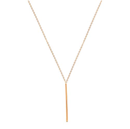 Altitude Boutique Sencillo Collar de Barra Vertical Long Bar Collar Minimalista para Las Mujeres Oro Rosa
